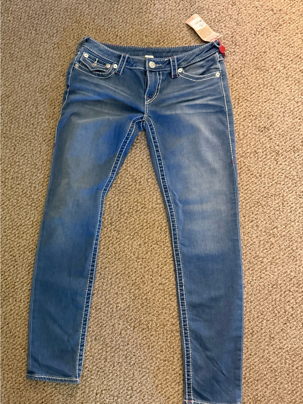 True Religion Women’s Jeans Size 31 NWT Blue Denim Contrast Stitch